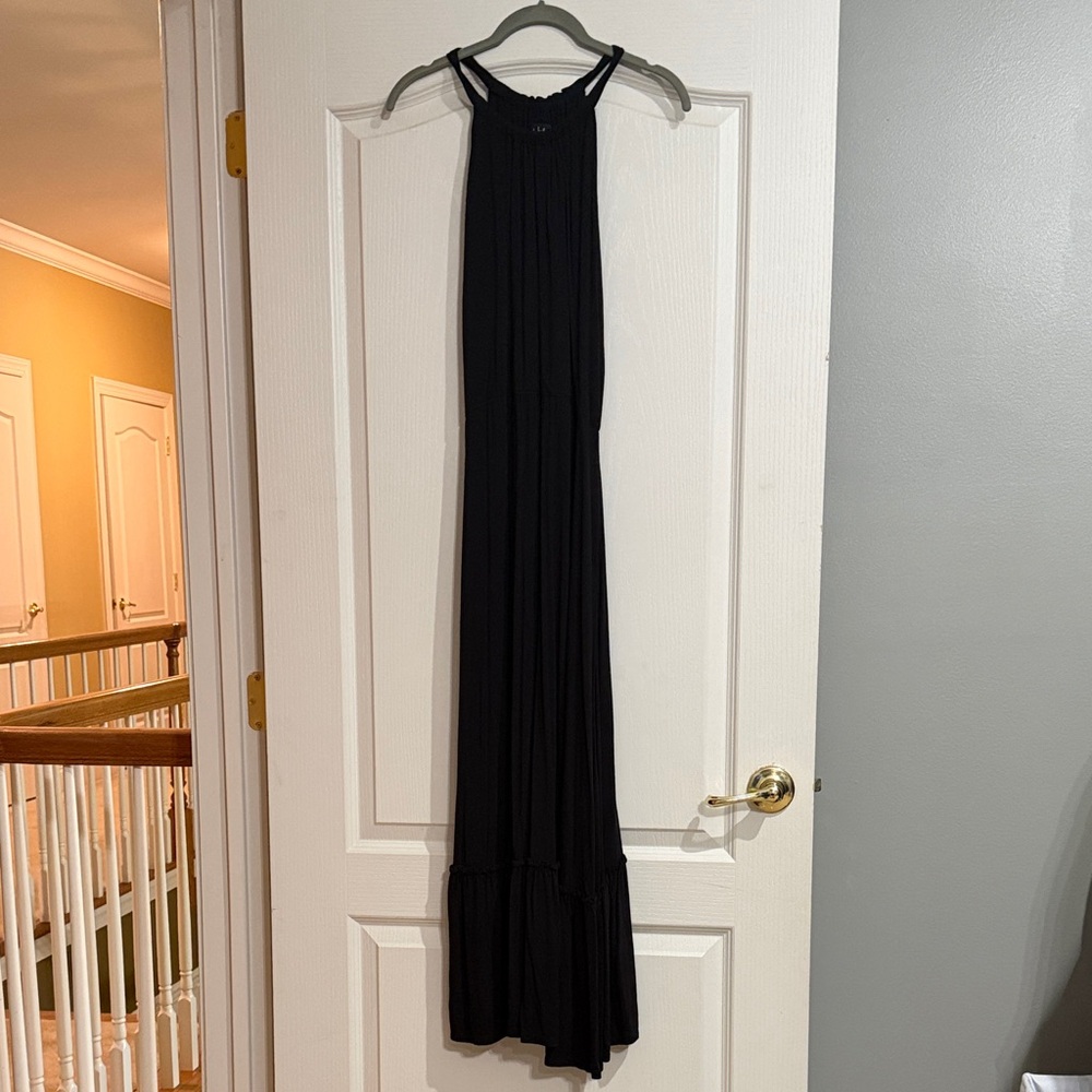 Nicole Miller Black Halter Maxi Dress
